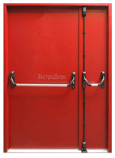 Противопожарная дверь EI 60 дымогазонепроницаемая красная с антипаникой в Раменском  купить