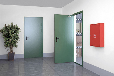 Дверь противопожарная для архивов зеленого цвета