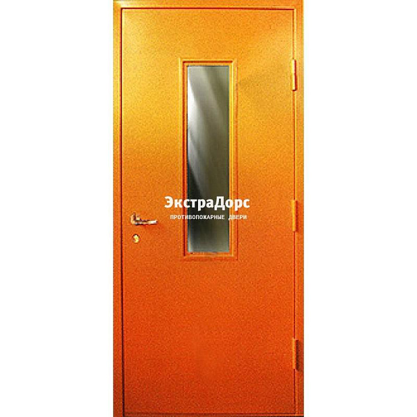 Противопожарная дверь анти-дым оранжевая со стеклом в Раменском  купить