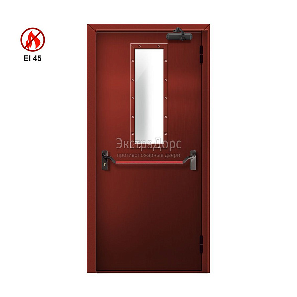 Противопожарная дверь EI 45 ДМП-01-EI45 ДП148 однопольная остекленная с антипаникой в Раменском  купить