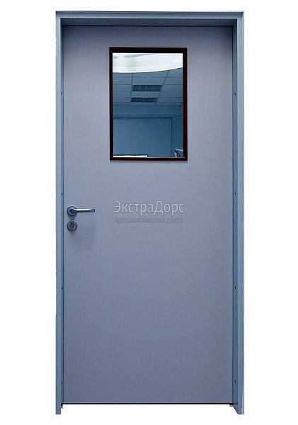 Дверь противопожарная металлическая однопольная EI 30 газодымонепроницаемая со стеклом в Раменском  купить
